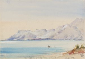 Ze stacji drożdżowej w Bordighera, patrząc na zachód, 25 lutego 1878 r. (wc na papierze) autorstwa George Douglas Tinling