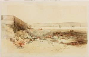 Scena portowa (ołówek i akwarela na papierze wklejone na kartkę) autorstwa George Edward Horton