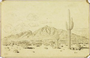 Bez tytułu (rysunek przeniesieniowy do Camelback Mountain, Phoenix) autorstwa George Elbert Burr