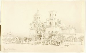 Bez tytułu (rysunek transferowy dla misji San Xavier, Tucson, Arizona) autorstwa George Elbert Burr