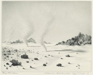 Trąba powietrzna, Martwe Góry, Pustynia Mojave, Kalifornia