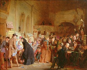 Wybory niemowląt sierot w londyńskiej tawernie, 1865 r. autorstwa George Elgar Hicks