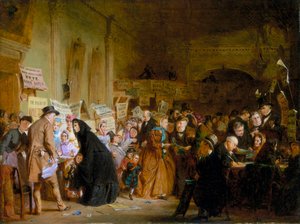 — Wybory sieroty dla niemowląt w londyńskiej tawernie. „Odpytywanie”, 1865 r. autorstwa George Elgar Hicks