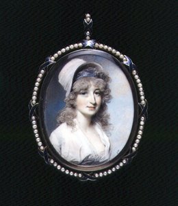 Miniatura portretowa pani Lindsay (?) ok. 1790 (akwarela na kości słoniowej) autorstwa George Engleheart