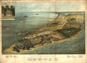 Point Lookout, MD Widok Hammonda Genl. Szpital i genl. magazyn dla jeńców wojennych autorstwa George Everett