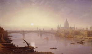 Southwark Bridge i Katedra św. Pawła z London Bridge: Wieczór, autorstwa George Fennel Robson