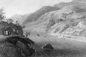 „Przeprawa przez rzekę Tonse przez Jhoola”, 1838.