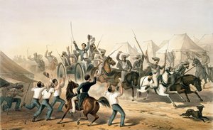 1781.c8 Pl.16 Fizylierzy sprowadzający przechwycone działa do obozu, z kampanii w Indiach