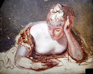 Dziewczyna czytająca, ok. 1850 (olej na pokładzie) autorstwa George Frederic Watts