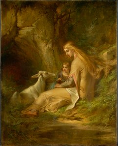Św. Genevieve z Brabancji w Lesie, lata 60. XIX wieku. autorstwa George Frederick Bensell