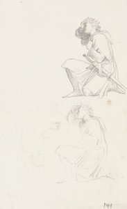Studia klęczącego rycerza (grafit) autorstwa George Frederick Watts