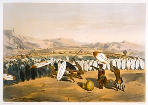 Umanda Przegląd swoich oddziałów w Nonduengi, 1849 autorstwa George French Angas