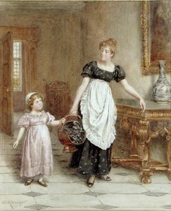 Wiele rąk sprawia, że lekka praca (akwarela na papierze) autorstwa George Goodwin Kilburne