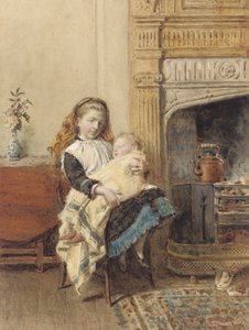 Pilnujące dziecko, 1896 autorstwa George Goodwin Kilburne