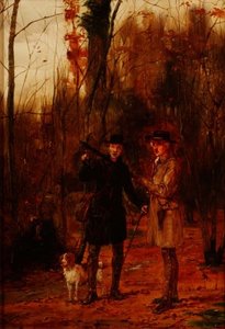 Dwóch mężczyzn strzelających do słonki autorstwa George Goodwin Kilburne