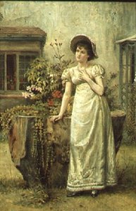 Młoda kobieta obok pnia drzewa autorstwa George Goodwin Kilburne