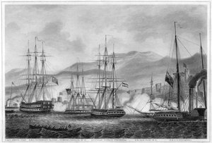Atak na Sydon przez komandora Charlesa Napiera, 26 września 1840 c1857 autorstwa George Greatbatch
