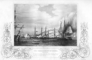 Bombardowanie Odessy na Ukrainie podczas wojny krymskiej, 1854 1857. autorstwa George Greatbatch