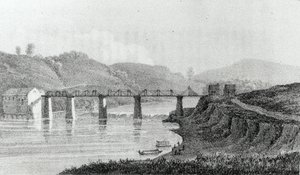 Bridge w Zanesville, Ohio, z „Wizyty w Ameryce Północnej i osiedlach angielskich w Illinois” Adlarda Welby