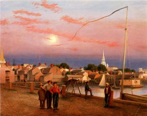Newport, Koniec dnia, 1851 (olej na papierze na płótnie) autorstwa George Harvey