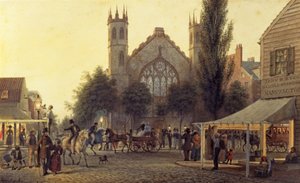 Upadek nocy, kościół św. Tomasza, Nowy Jork, ok. 1835 r.