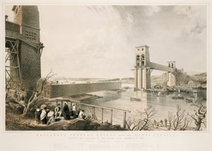 Most rurowy Britannia podczas budowy, 3 grudnia 1849 r.
