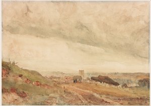 Richmond, Yorkshire (ołówek i akwarela na papierze (naklejone na kartę))