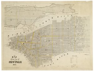 Mapa miasta Nowy Jork, 1854 (rycina, tusz na papierze).