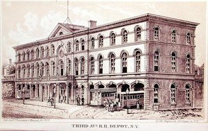 Widok zajezdni kolejowej Third Avenue, ilustracja do 