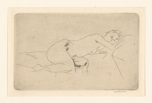 Półleżąca nagość kobieca autorstwa George Hendrik Breitner (signed by artist)