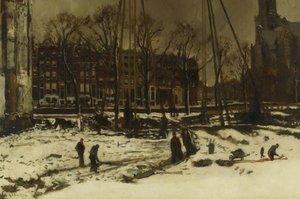 Przebicie ulicą Raadhuisstraat zimą autorstwa George Hendrik Breitner