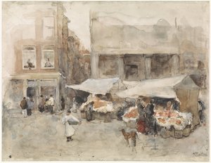Targ ze straganami z kwiatami autorstwa George Hendrik Breitner
