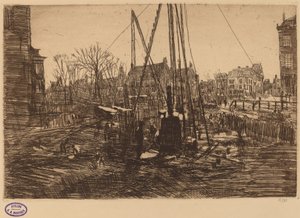 Scena w holenderskim mieście z kafarem na pierwszym planie autorstwa George Hendrik Breitner