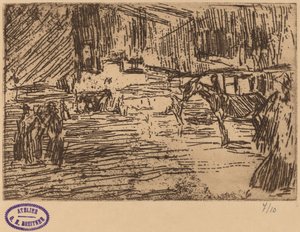Scena z końmi stojącymi w strumieniu autorstwa George Hendrik Breitner