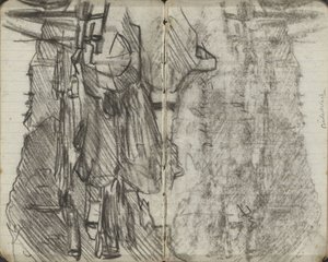 Statki na Binnenkant i Oude Waal w Amsterdamie autorstwa George Hendrik Breitner
