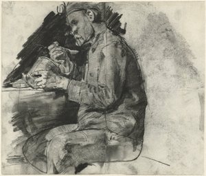 Żołnierz jedzący posiłek autorstwa George Hendrik Breitner