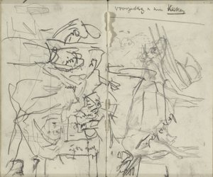 Arkusz do nauki z figurami i krową autorstwa George Hendrik Breitner