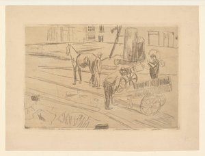 Praca na budowie Sint Agnietenstraat w Amsterdamie autorstwa George Hendrik Breitner