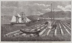 Kanadyjski handel drewnem, tratwa na St Lawrence autorstwa George Henry Andrews