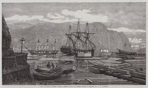 Kanadyjski handel drewnem, zatoczki do drewna w Quebecu autorstwa George Henry Andrews