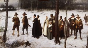 Pielgrzymi idący do kościoła, 1867
