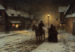 Zimowy Wieczór (olej na panelu)
