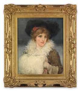 Kobieta, połowa długości (Olej na płótnie) autorstwa George Henry Boughton