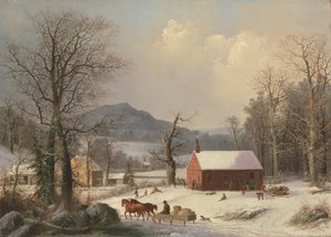 Czerwony dom szkolny (scena wiejska) autorstwa George Henry Durrie