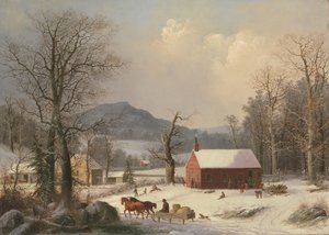 Scena wiejska z czerwonego domu szkolnego, 1858 r.