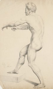 Bez tytułu - Akt męski skopiowany z litografii, 1842 (grafit na papierze płowożółtym)