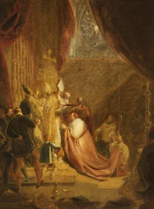 Wolsey odbiera kapelusz Cardinals w Opactwie Westminsterskim autorstwa George Henry Harlow