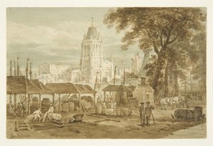 Kościół St Mary Redcliffe z Welsh Back (ołówek i akwarela na papierze) autorstwa George Holmes