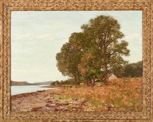 Nad brzegiem jeziora, jesień (olej na płótnie) autorstwa George Houston