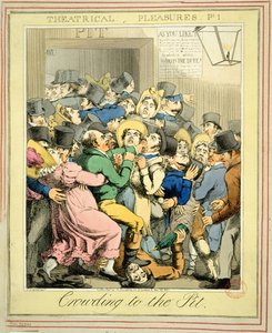Stłoczenie do dołu od „Przyjemności Teatru” pl. 1, 1821 autorstwa George Humphrey
